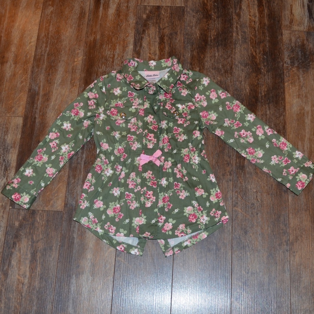 Little Lass Green Jacket w/Flowers